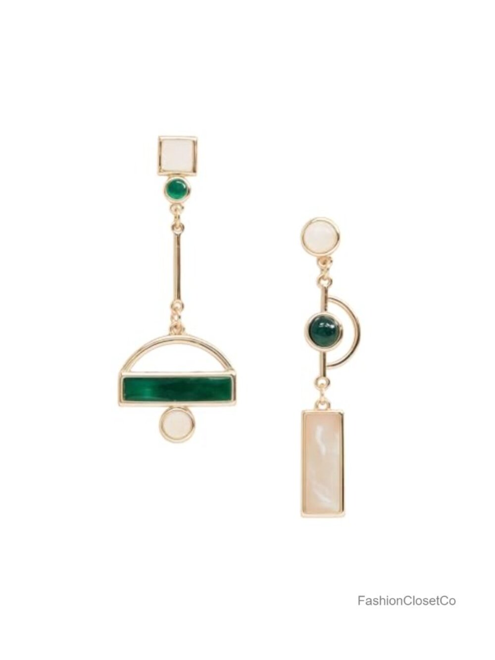 Geometric Asymmetric Drop Dangle Earrings Gold-Tone Alloy Lightweight Statement